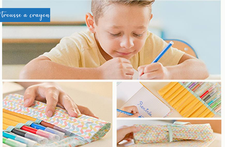 Trousse d'école en wax - fourniture scolaire - rangement crayons